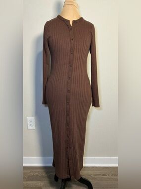 Old Navy Brown Ribbed Button-Up Top